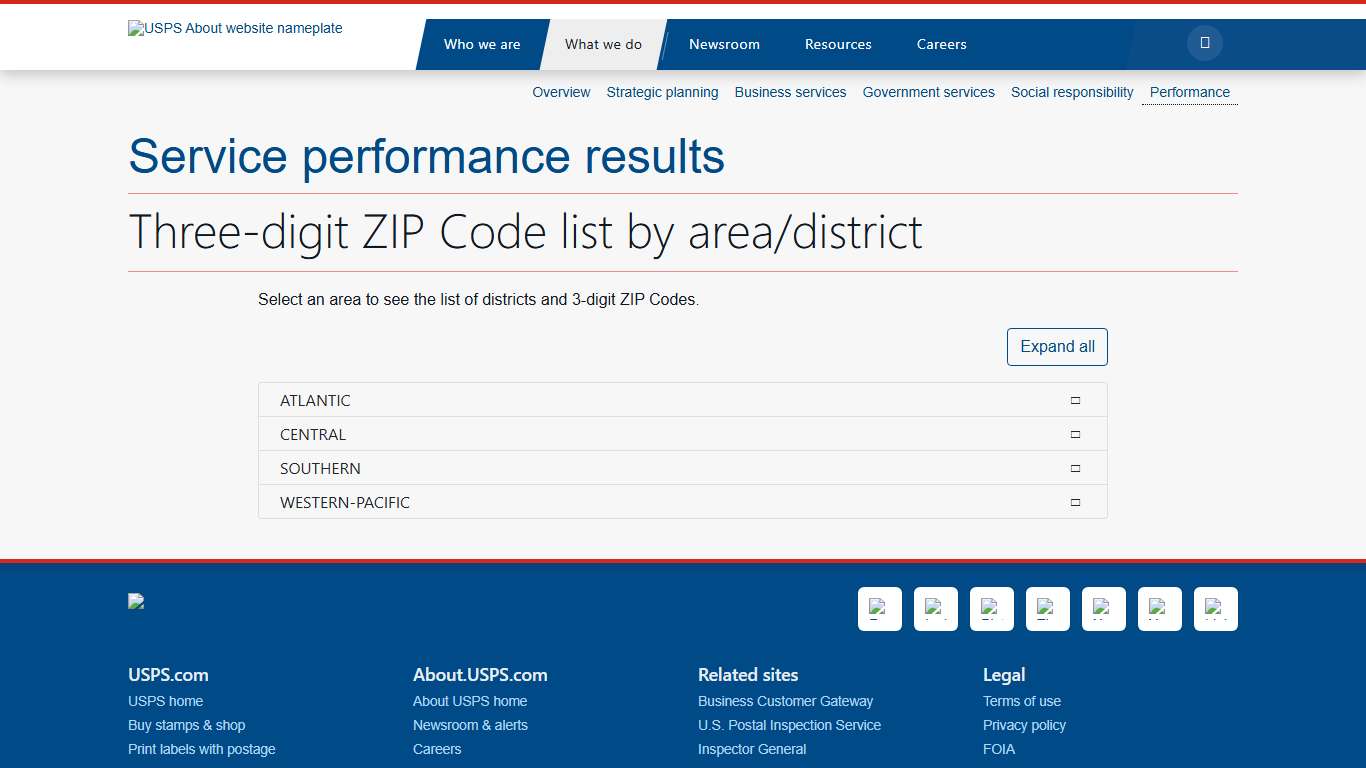 Three-digit ZIP Code list by area/district - What we do - About.usps.com